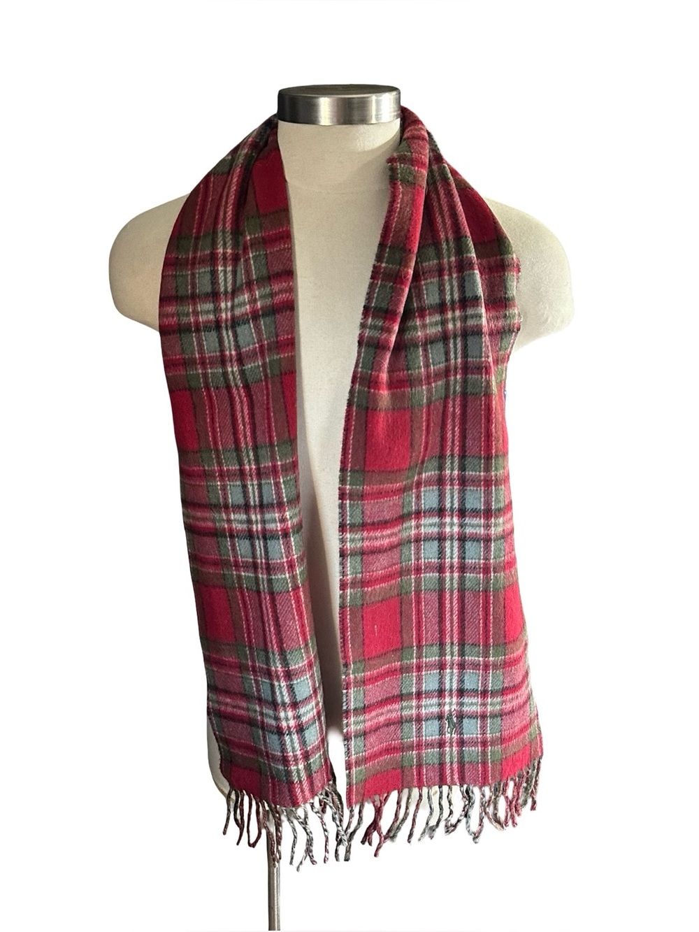 Polo Ralph Lauren Lambswool Houndstooth Plaid Reversible Scarf Italy Christmas